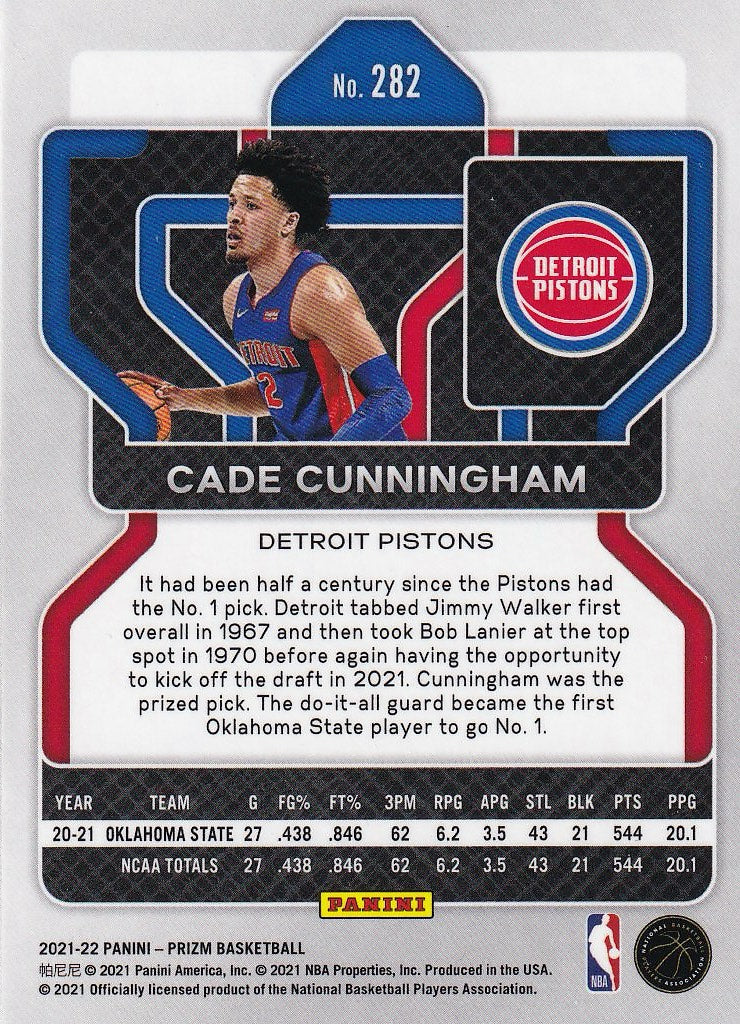 2021-22 Panini Prizm Basketball - Base #282 Detroit Pistons (Cade Cunningham)