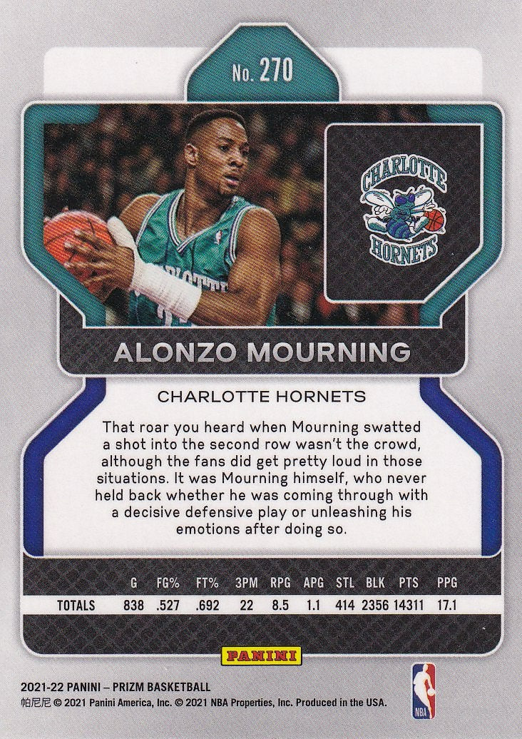 2021-22 Panini Prizm Basketball - Base #270 Charlotte Hornets (Alonzo Mourning)