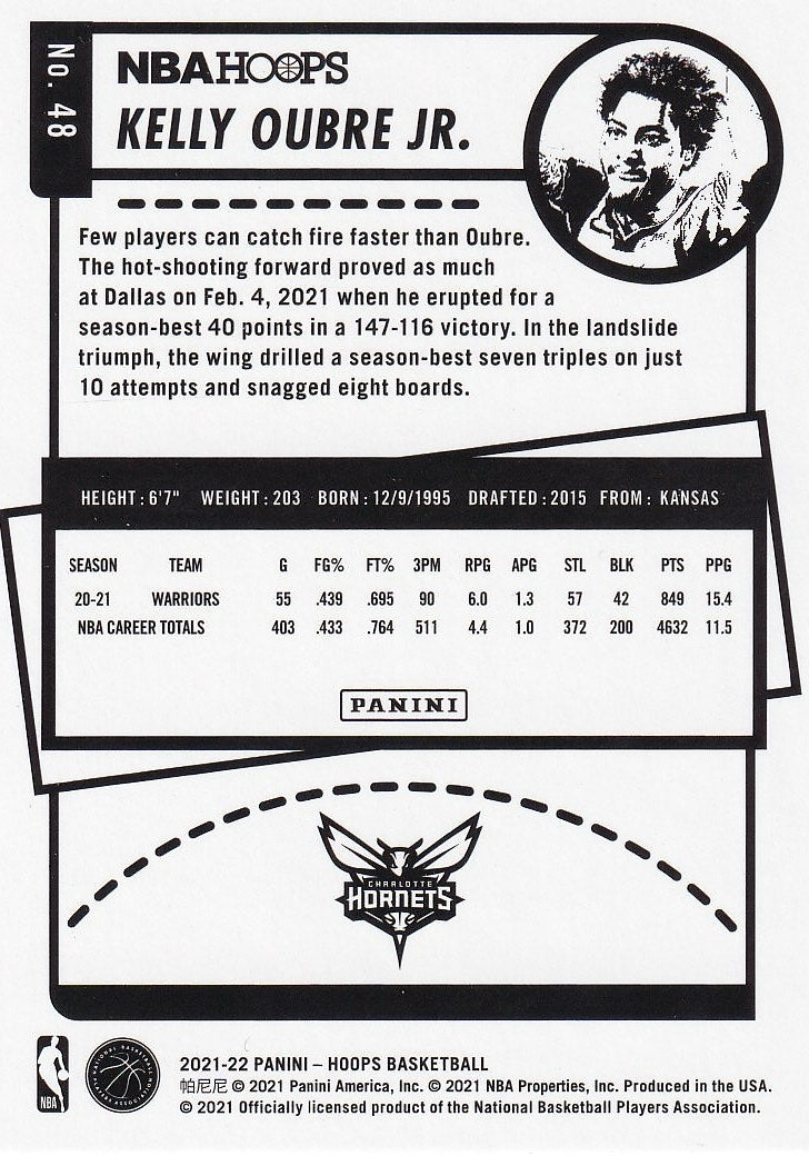 2021-22 Hoops Basketball - Base Teal Explosion #48 Charlotte Hornets (Kelly Oubre Jr.)