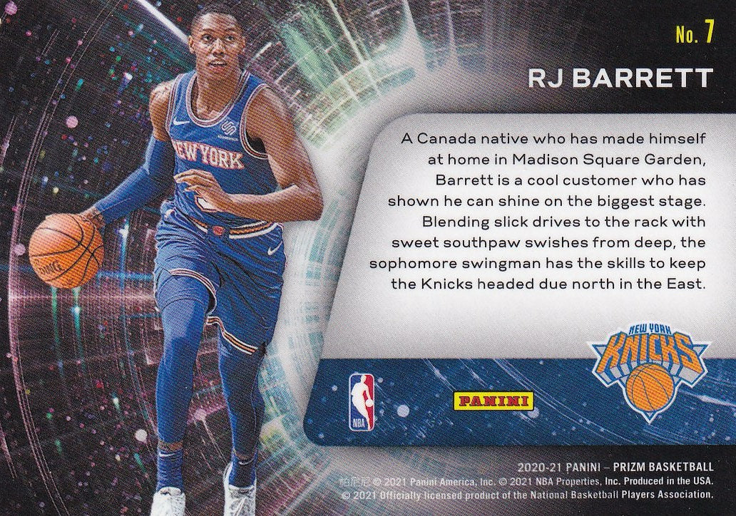 2020-21 Panini Prizm Basketball Sophomore Stars #7 New York Knicks, RJ Barrett