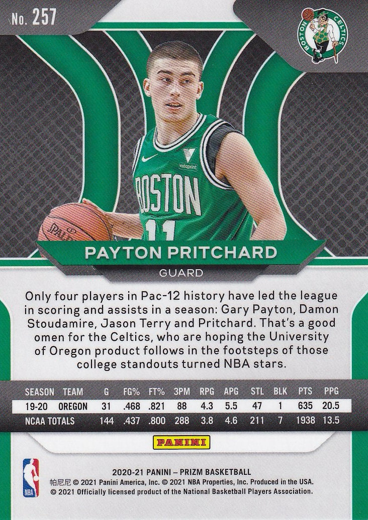 2020-21 Panini Prizm Basketball #257 Boston Celtics, Payton Pritchard