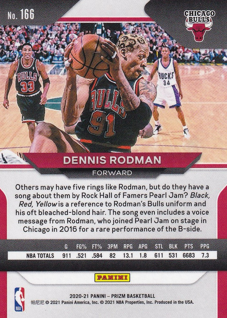 2020-21 Panini Prizm Basketball #166 Chicago Bulls, Dennis Rodman