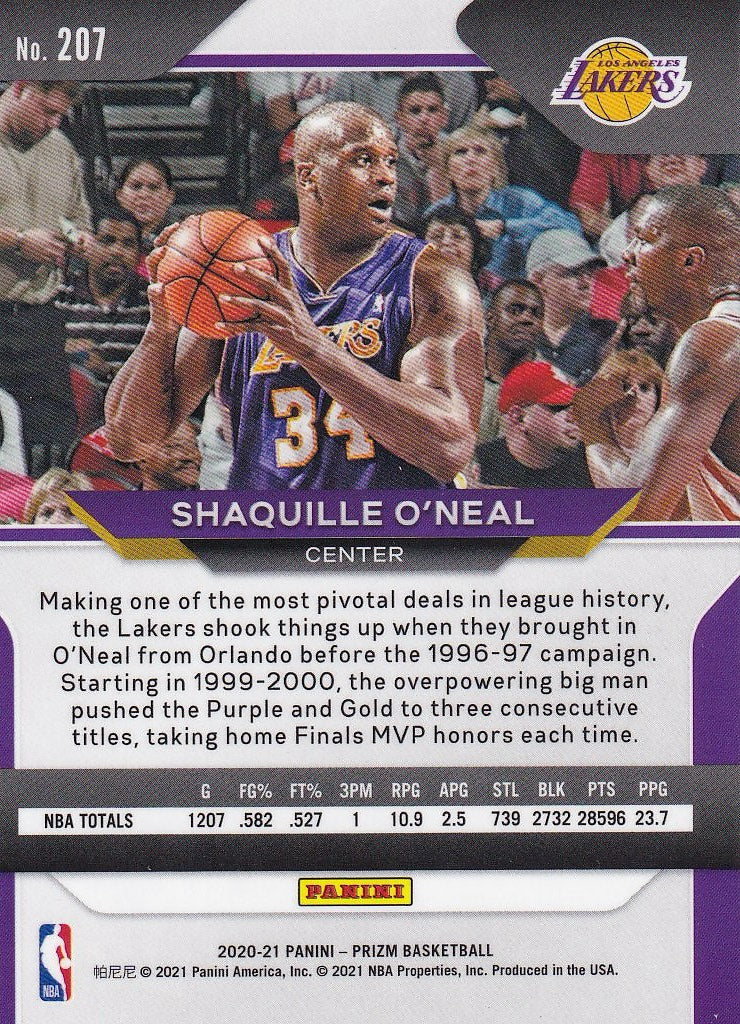 2020-21 Panini Prizm Basketball #207 Los Angeles Lakers, Shaquille O'Neal