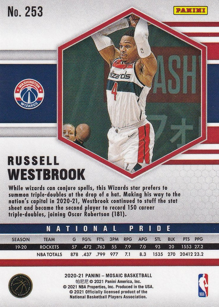 2020-21 Panini Mosaic Basketball #253 Washington Wizards, Russell Westbrook