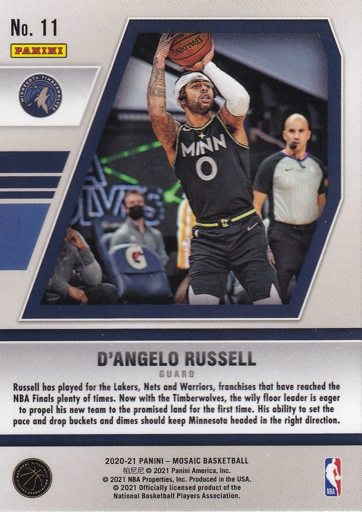 2020-21 Panini Mosaic Basketball Will to Win #11 Minnesota Timberwolves, D'Angelo Russell