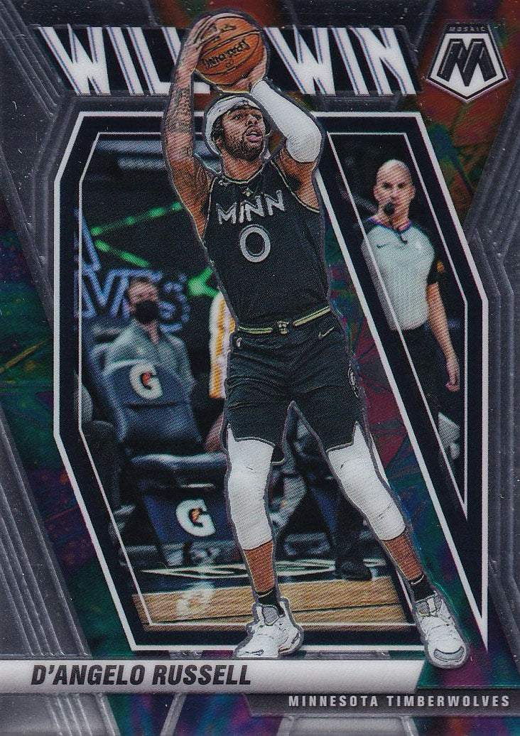 2020-21 Panini Mosaic Basketball Will to Win #11 Minnesota Timberwolves, D'Angelo Russell