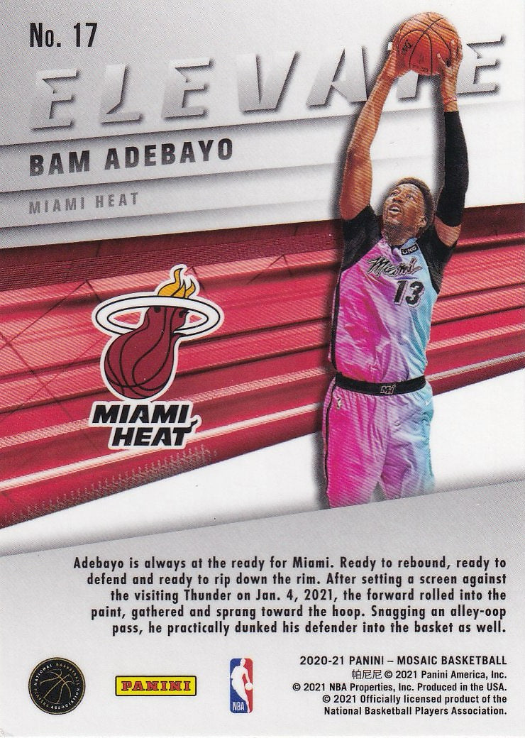 2020-21 Panini Mosaic Basketball Elevate #17 Miami Heat, Bam Adebayo
