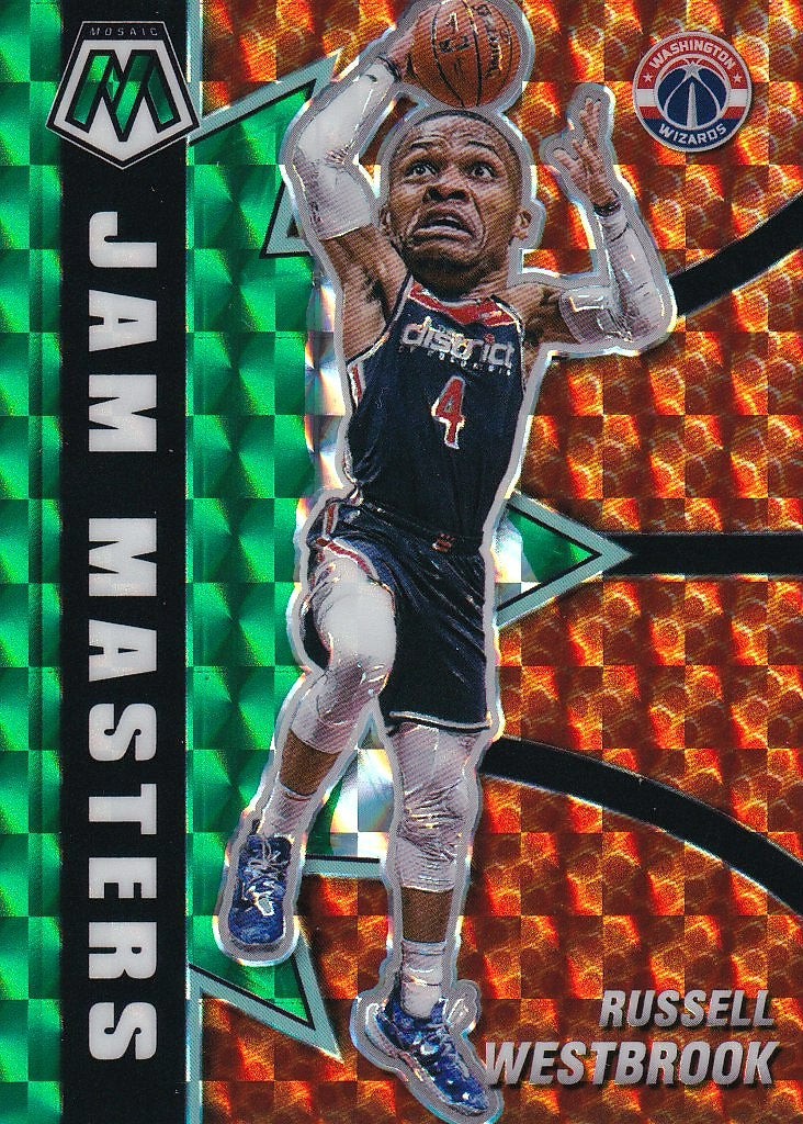 2020-21 Panini Mosaic Basketball Jam Masters Mosaic Green #4 Washington Wizards, Russell Westbrook