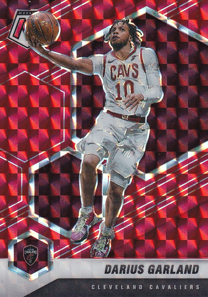 2020-21 Panini Mosaic Basketball Mosaic Red #100 Cleveland Cavaliers, Darius Garland