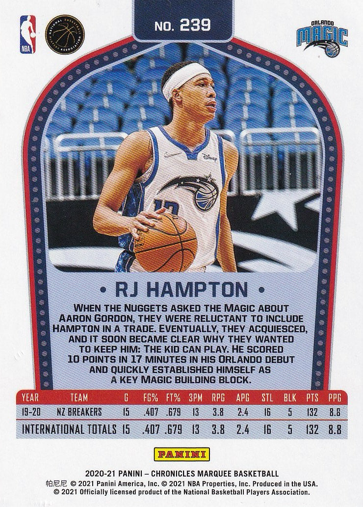 2020-21 Panini Chronicles Basketball #239 Orlando Magic (RJ Hampton)