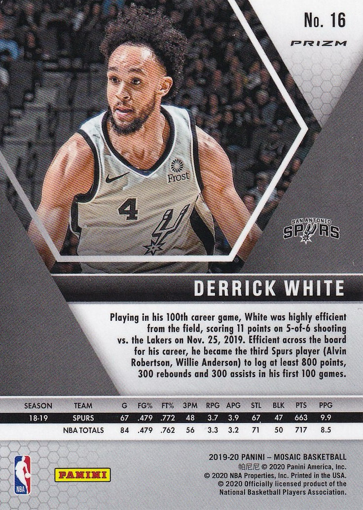 2019-20 Panini Mosaic Basketball - Base Camo Pink #16 Derrick White San Antonio Spurs,
