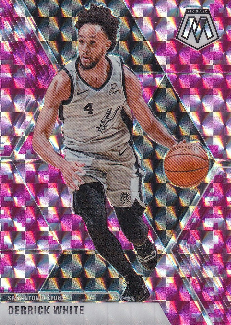 2019-20 Panini Mosaic Basketball - Base Camo Pink #16 Derrick White San Antonio Spurs,