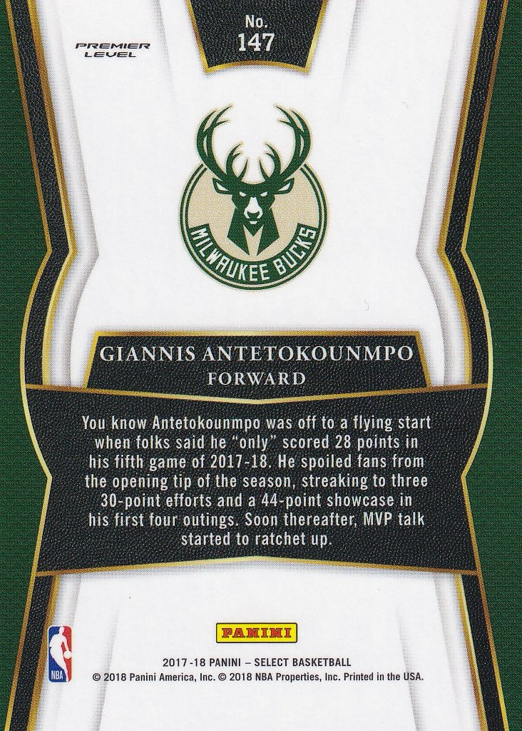 2017-18 Panini Select Basketball #147 Giannis Antetokounmpo Milwaukee Bucks,