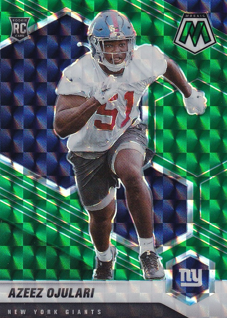 2021 Panini Mosaic Football - Base Prizm Green #356 New York Giants, Azeez Ojulari