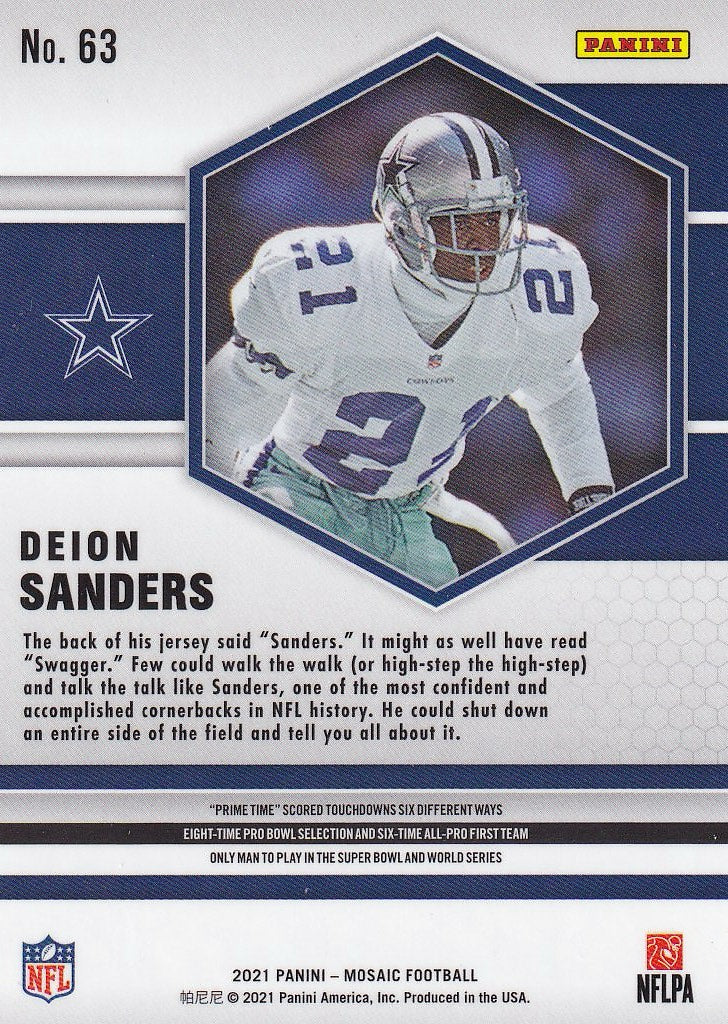 2021 Panini Mosaic Football - Base #63 Dallas Cowboys, Deion Sanders