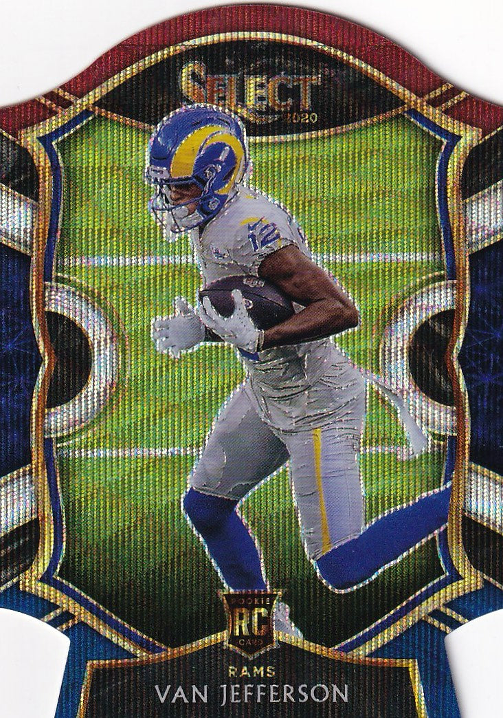 2020 Panini Select Football - Base Tri-Color Prizm Die Cut #71 Los Angeles Rams, Van Jefferson