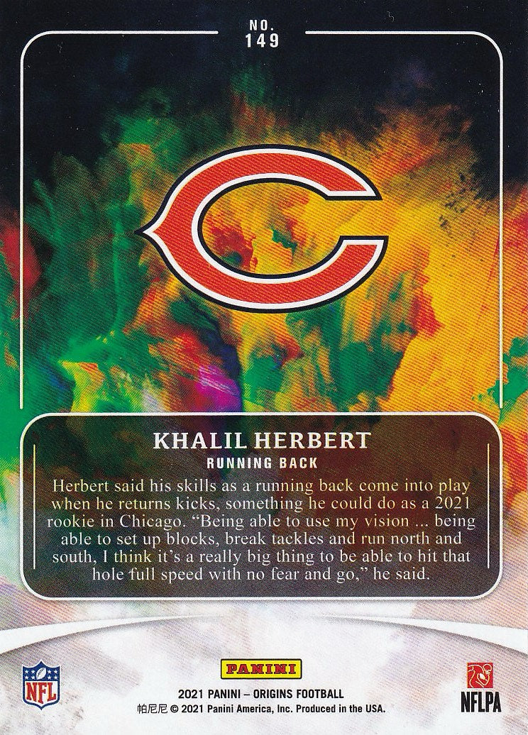 2021 Panini Origins Football - Base Red #/299 #149 Chicago Bears, Khalil Herbert