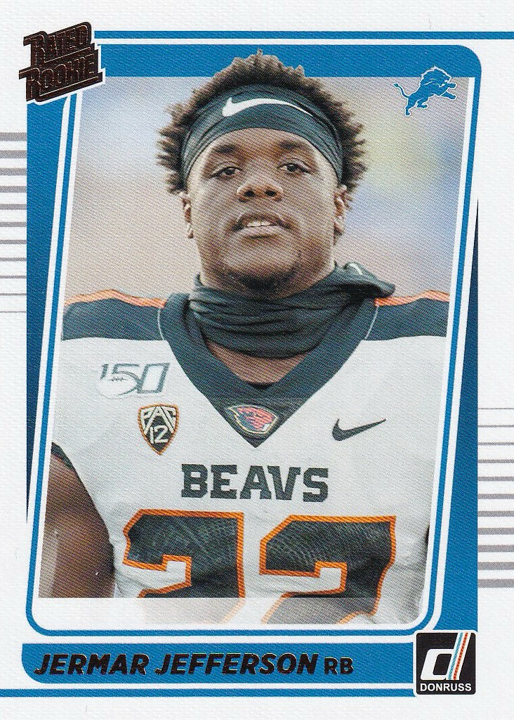 2021 Donruss Football Rated Rookies Portrait #297 Detroit Lions, Jermar Jefferson