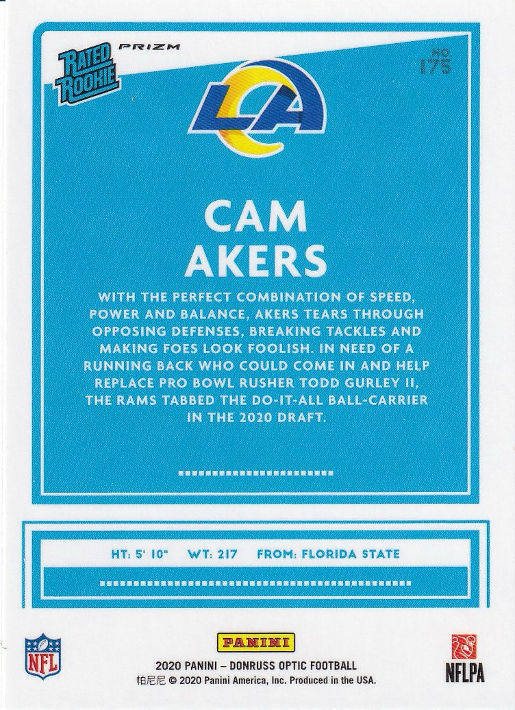 2020 Donruss Optic Football - Base Green Velocity #175 Los Angeles Rams, Cam Akers