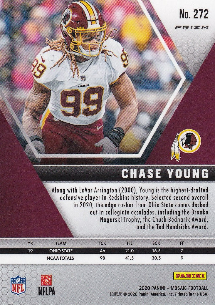 2020 Panini Mosaic Football - Base Prizm Green #272 Washington Redskins, Chase Young