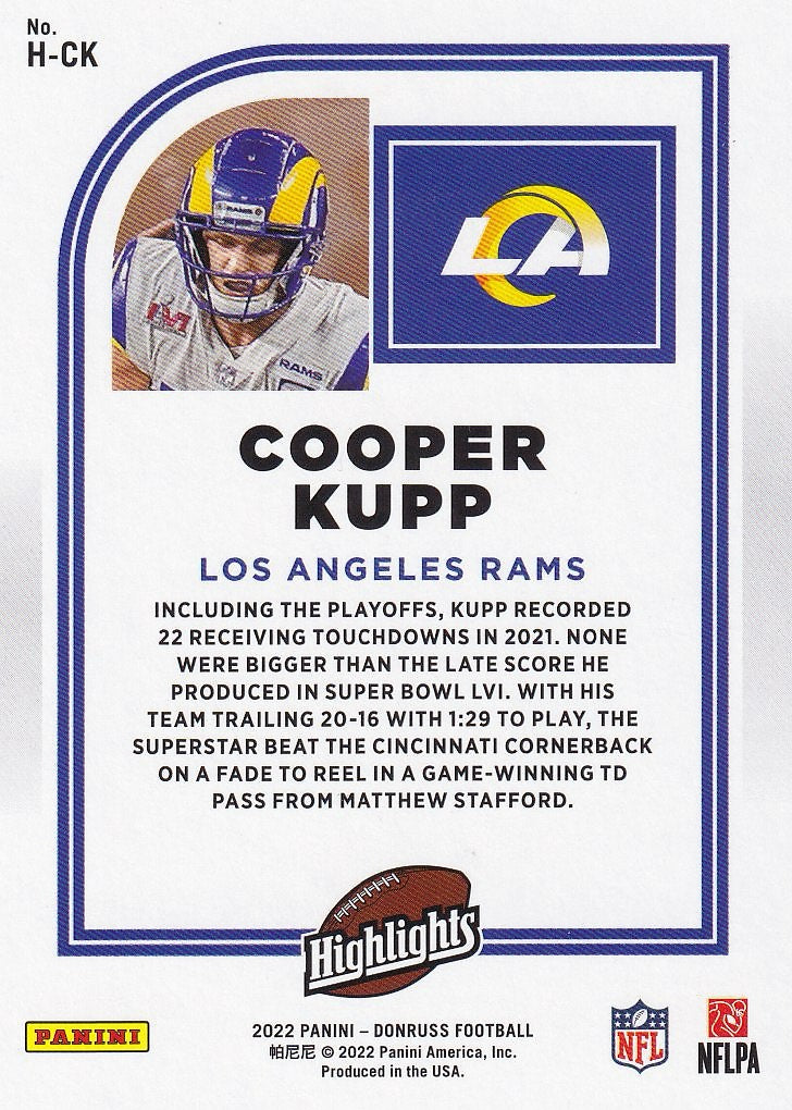 2022 Donruss Football Highlights #H-CK Los Angeles Rams, Cooper Kupp