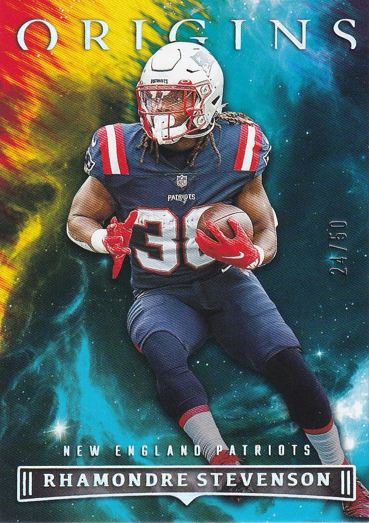 2022 Panini Origins Football - Base Turquoise #/50 #81 New England Patriots, Rhamondre Stevenson