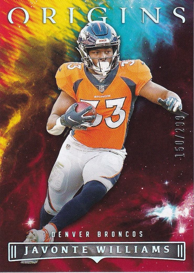 2022 Panini Origins Football - Base Red #/299 #29 Denver Broncos, Javonte Williams