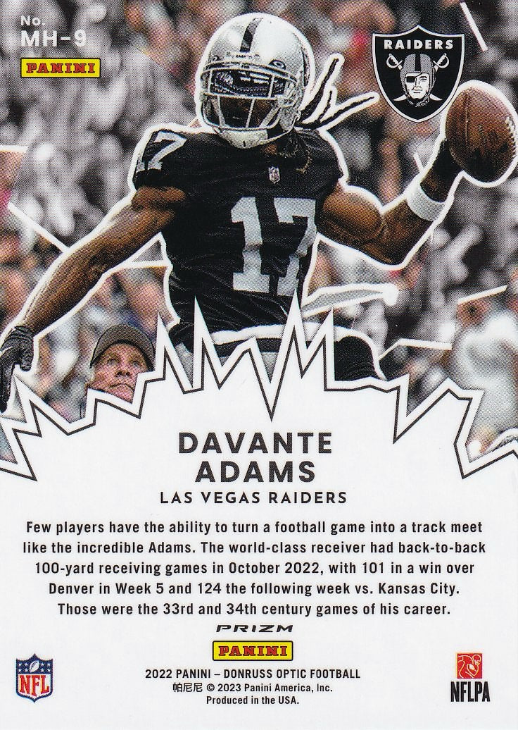 2022 Donruss Optic Football My House! #MH-9 Las Vegas Raiders, Davante Adams