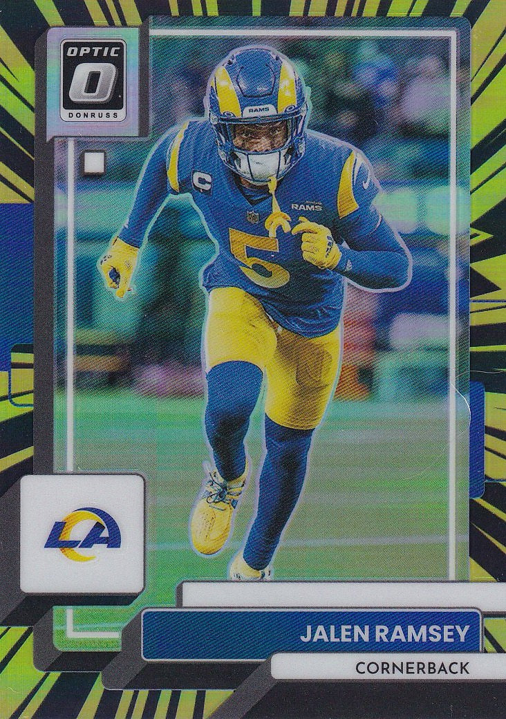 2022 Donruss Optic Football - Base Electricity #/65 #119 Los Angeles Rams, Jalen Ramsey