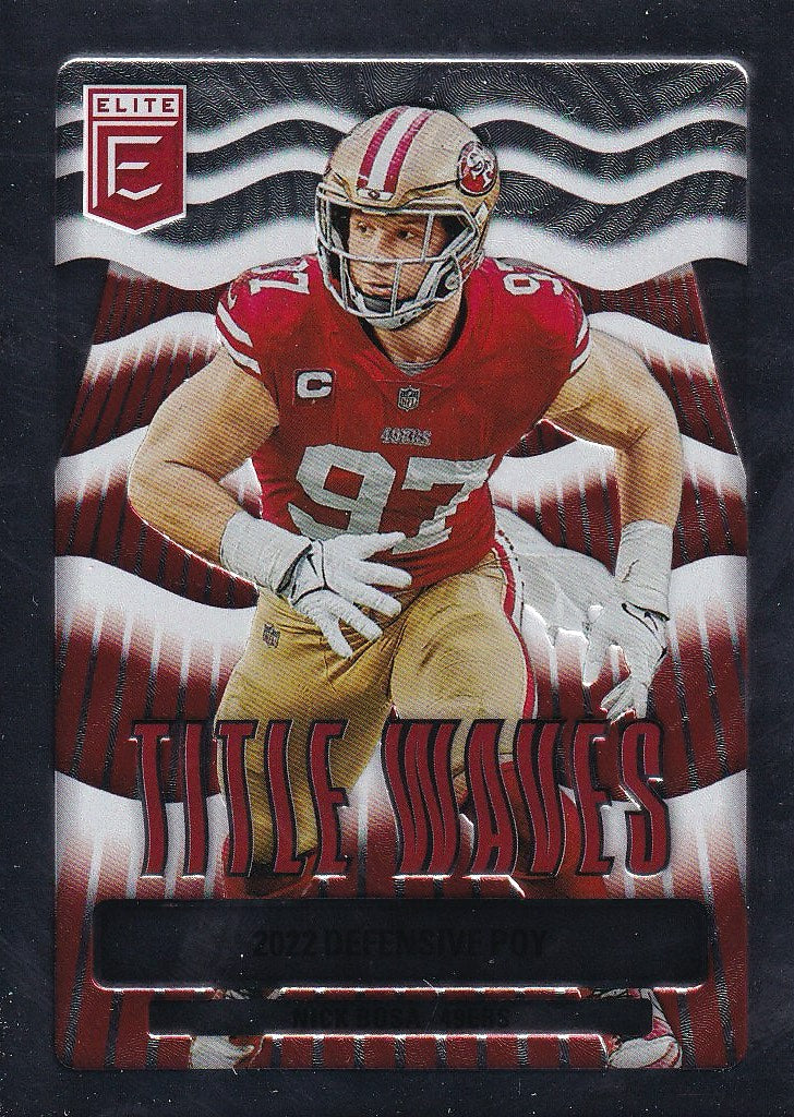 2023 Donruss Elite Football Title Waves #/349 #TW-8 San Francisco 49ers, Nick Bosa