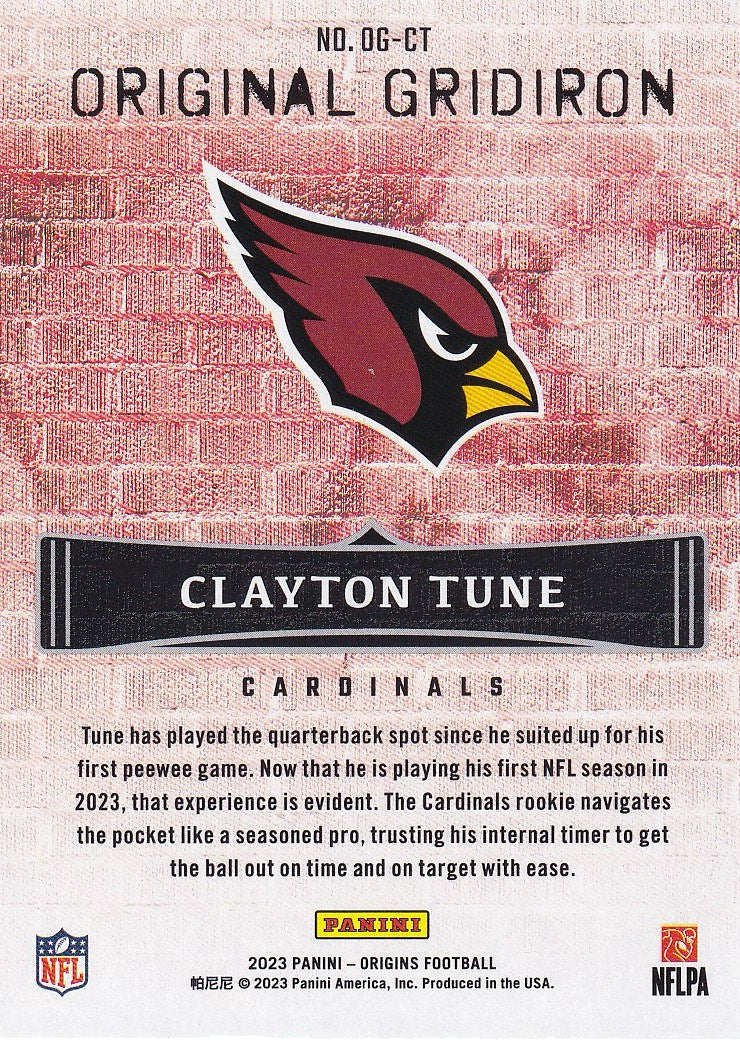 2023 Panini Origins Football Original Gridiron #OG-CT Arizona Cardinals, Clayton Tune