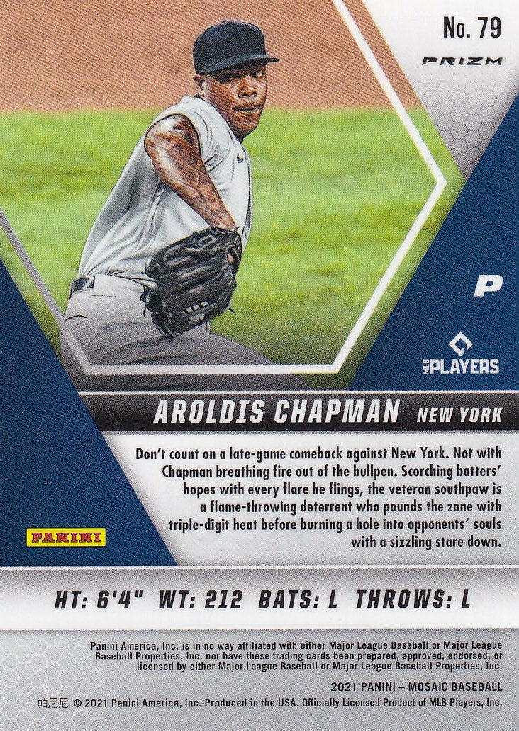 2021 Panini Mosaic Baseball - Base Blue Camo #79 New York Yankees, Aroldis Chapman