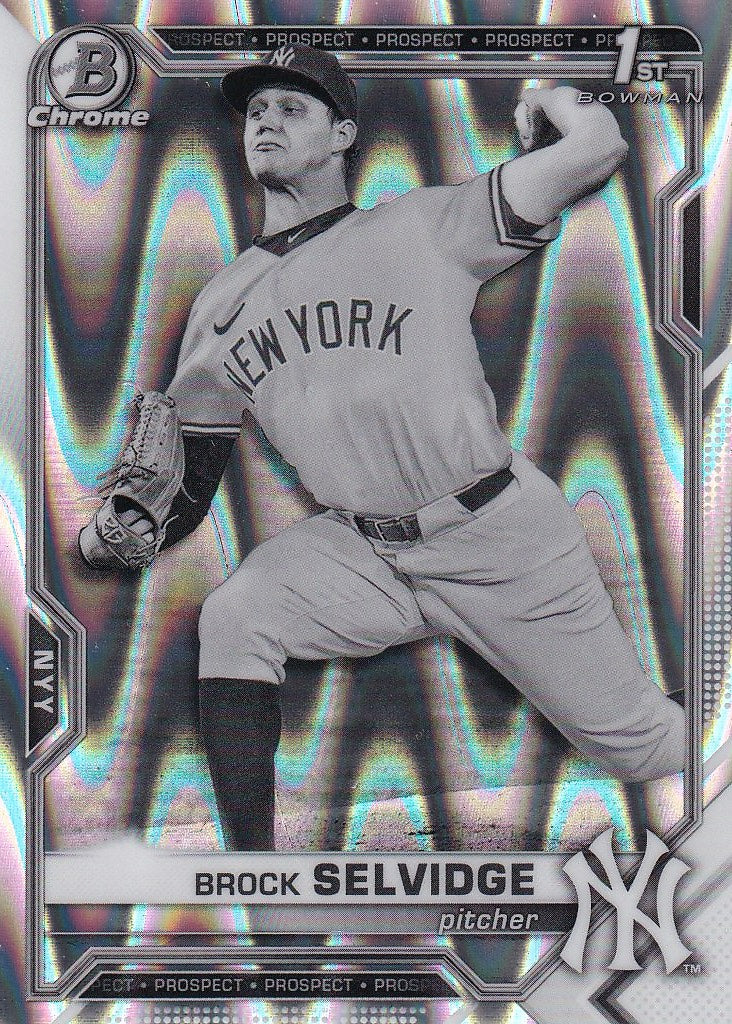 2021 Bowman Draft Baseball Chrome Black & White RayWave Refractor #BDC-24 New York Yankees, Brock Selvidge