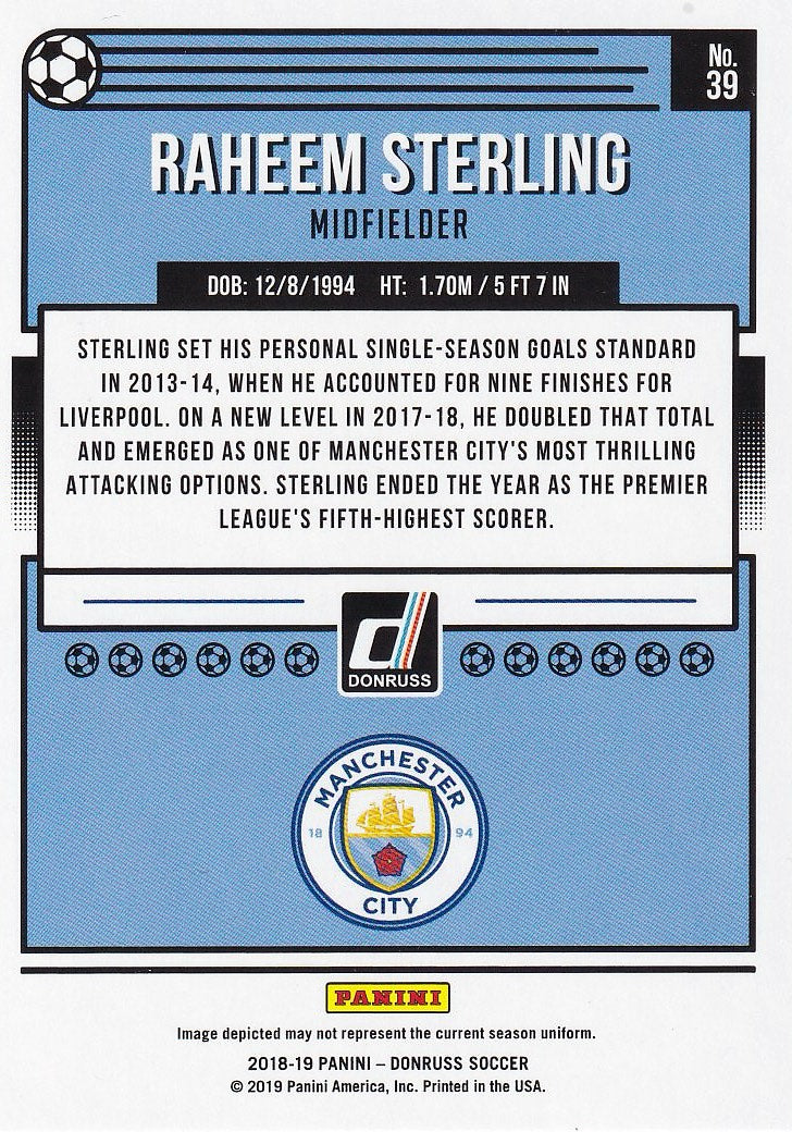 2018-19 Donruss - Base #39 Raheem Sterling