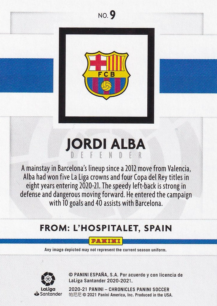 2020-21 Panini Chronicles - Panini La Liga - Base #9 Jordi Alba