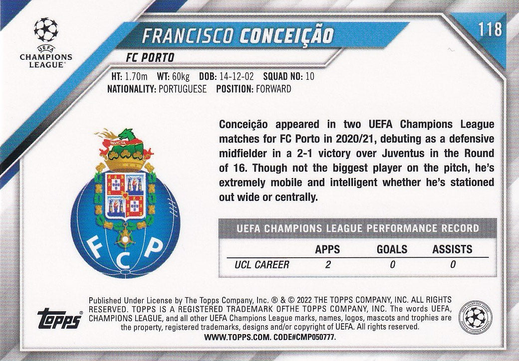 2021-22 Topps UEFA Champions League - Base Starball Foil #118 Francisco Conceição