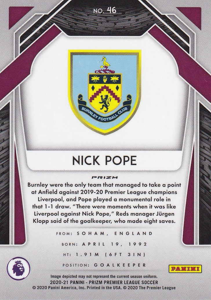 2020-21 Panini Prizm Premier League - Base Pulsar Prizm #46 Nick Pope