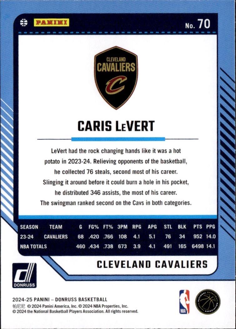 2024-25 Donruss Basketball - Base #70 Cleveland Cavaliers, Caris LeVert