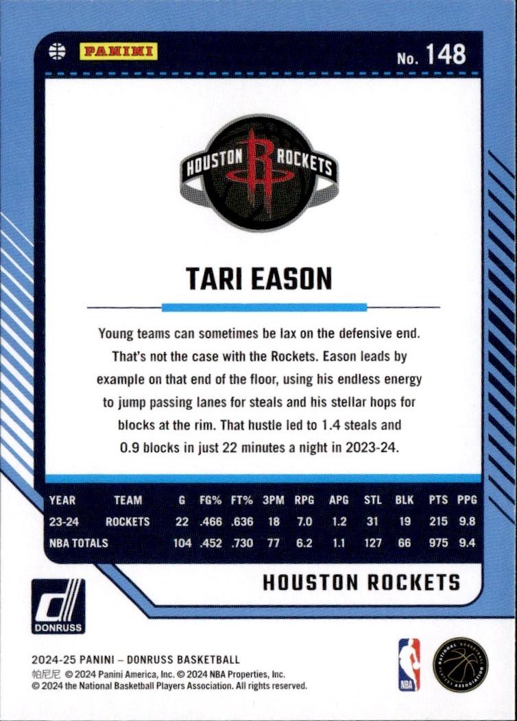 2024-25 Donruss Basketball - Base #148 Houston Rockets, Tari Eason