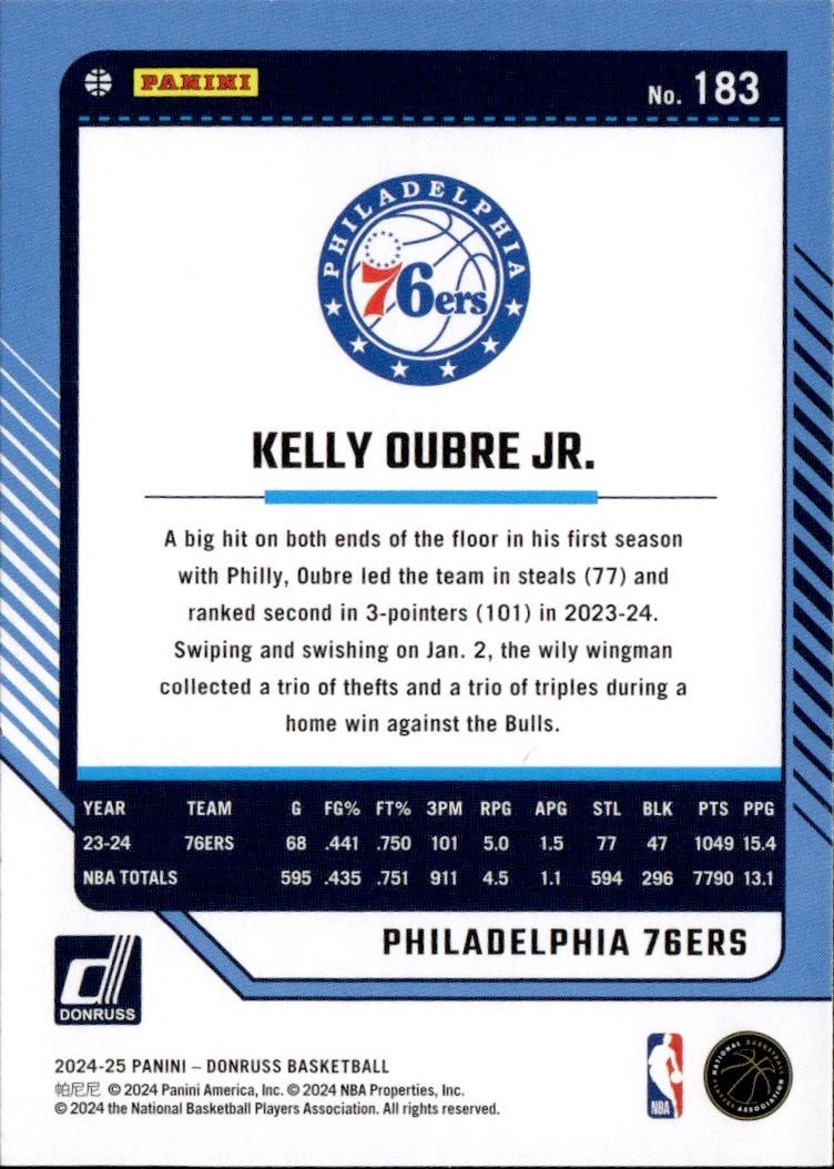 2024-25 Donruss Basketball - Base #183 Philadelphia 76ers, Kelly Oubre Jr.