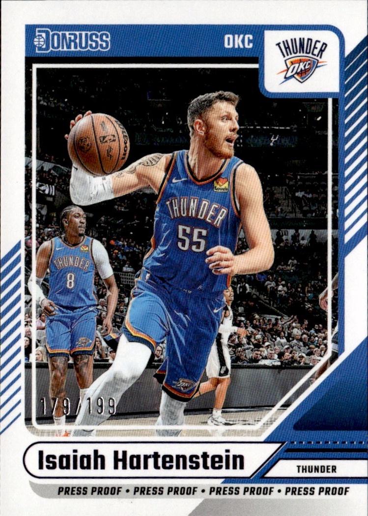 2024-25 Donruss Basketball - Base Press Proof Purple #/199 #69 Oklahoma City Thunder, Isaiah Hartenstein