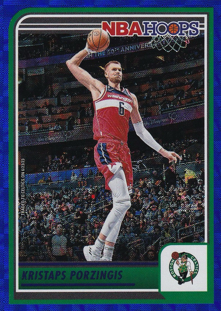 2023-24 Hoops Basketball - Base Hyper Blue #134 Boston Celtics, Kristaps Porzingis