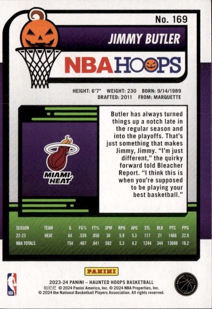 2023-24 Hoops Haunted Hoops Basketball - Base #169 Miami Heat, Jimmy Butler