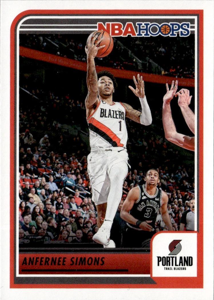 2023-24 Hoops Basketball - Base #139 Portland Trail Blazers, Anfernee Simons