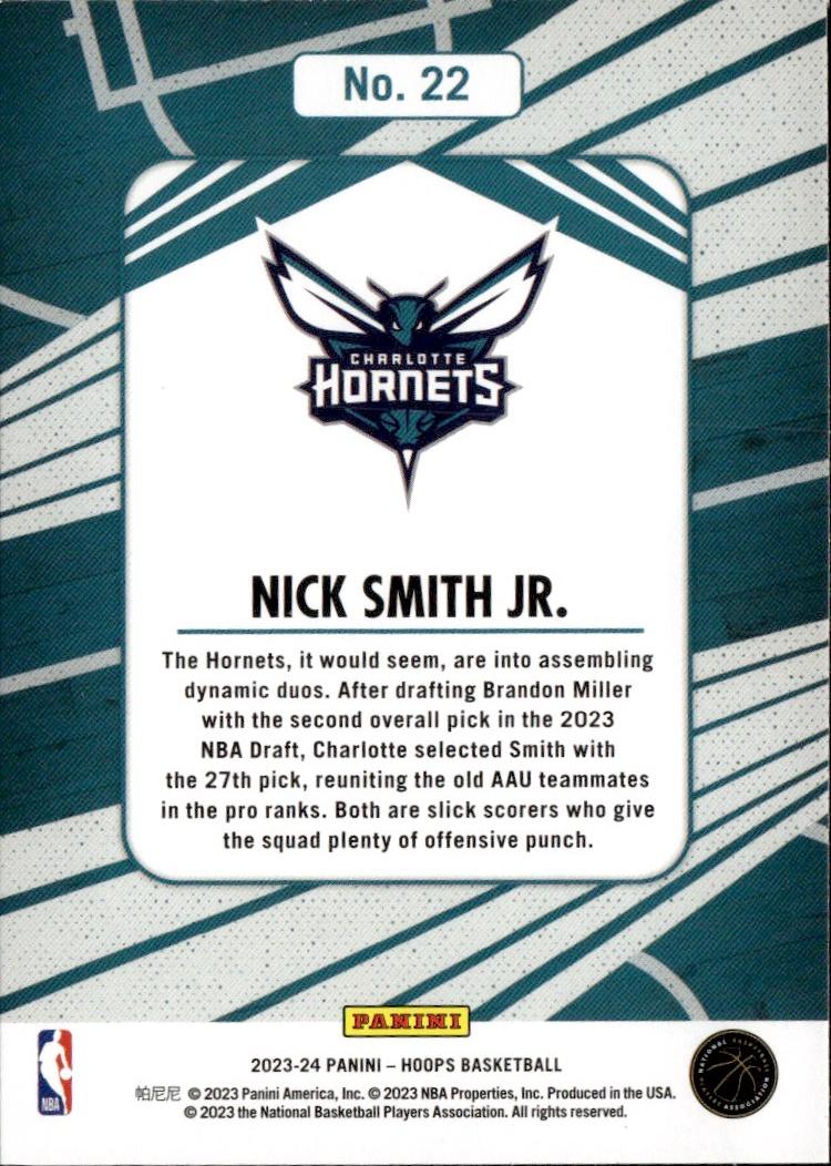2023-24 Hoops Basketball -We Got Next #22 Charlotte Hornets, Nick Smith Jr.