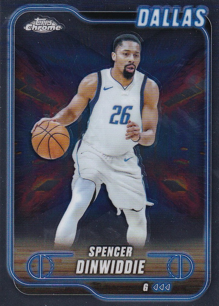 2024-25 Topps Chrome Basketball - Base #175 Dallas Mavericks, Spencer Dinwiddie