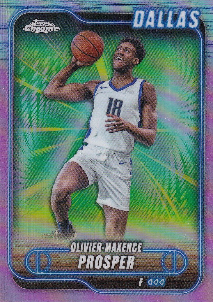 2024-25 Topps Chrome Basketball - Base Pink Basketball Refractor #126 Dallas Mavericks, Olivier-Maxence Prosper