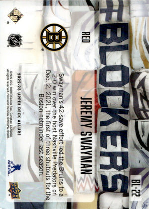 2022-23 Upper Deck Allure Hockey - Blockers #BL-22 Jeremy Swayman - Boston Bruins - B