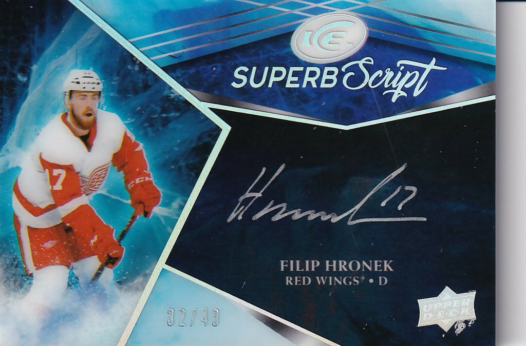 2018-19 Upper Deck Ice Superb Script Auto #SS-FH Filip Hronek Detroit Red Wings