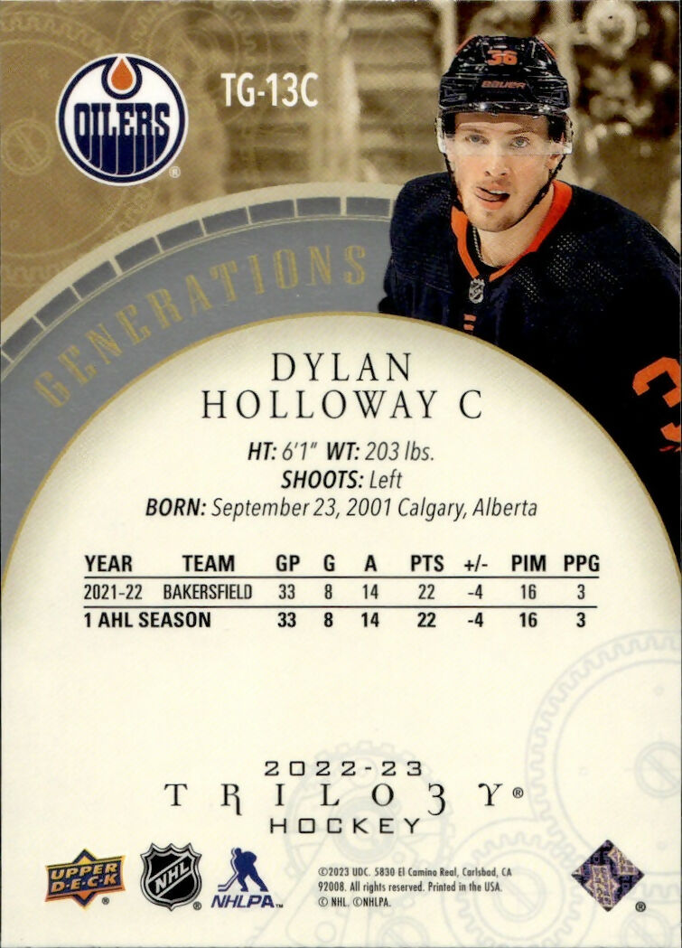 2022-23 Upper Deck Trilogy Hockey - Trilogy Generations #TG-13C Dylan Holloway - Edmonton Oilers